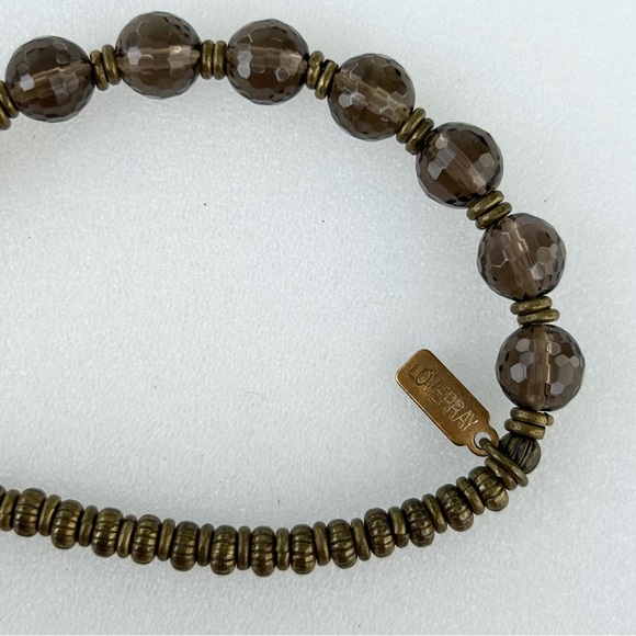 LOVEPRAY Stretch Necklace Choker with Smokey Quartz and Citrine Beads 15” - Picture 2 of 5